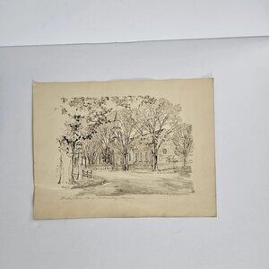 Vintage Sketch Print - Williamsburg Capitol by Charles H. Overly (15"x11")
